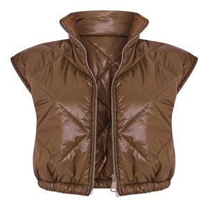 Khaki Diamond Quilted Cropped Tank